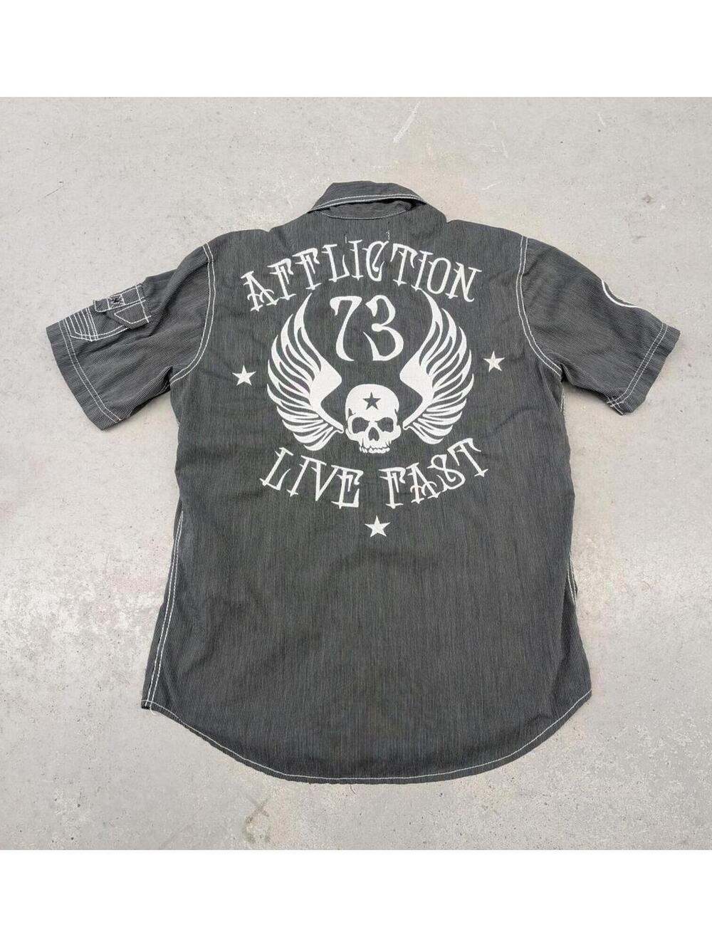 Vintage Y2K Affliction Black Label Skull Button Up Shirt